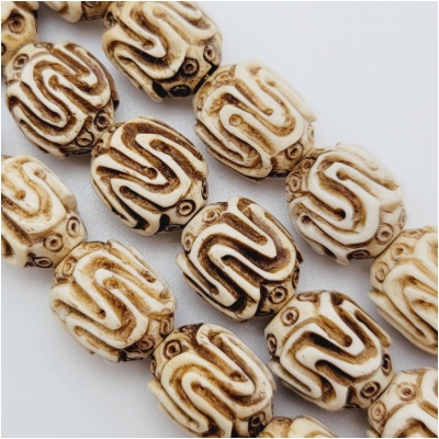Bone Carved 12 x 13mm Oval Vintage Beads (D) 8 inches CLOSEOUT