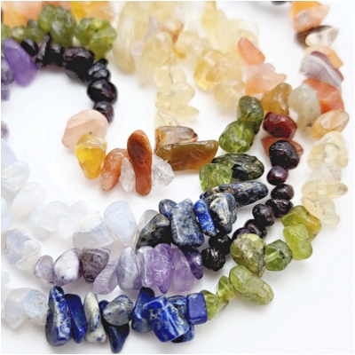 Chakra Multistone Chip Gemstone Beads (NDH) Approximate size 1.5 to 16mm thick 34 inches