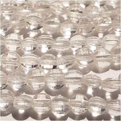 Crystal Quartz Diamond Cut Faceted Coin Gemstone Beads (N) Approximate size 4.27 to 4.49mm, 7.75 inches  CLOSEOUT