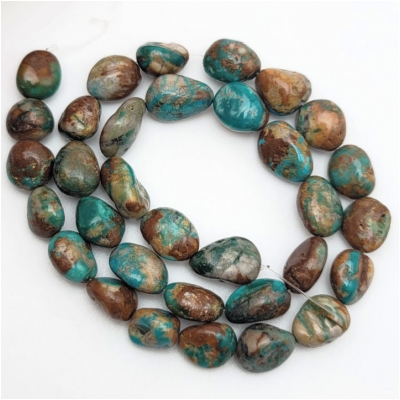 Fox Turquoise Nugget Gemstone Beads (S) 9.9 x 10.6mm to 11 x 15.2mm 16.25 inches