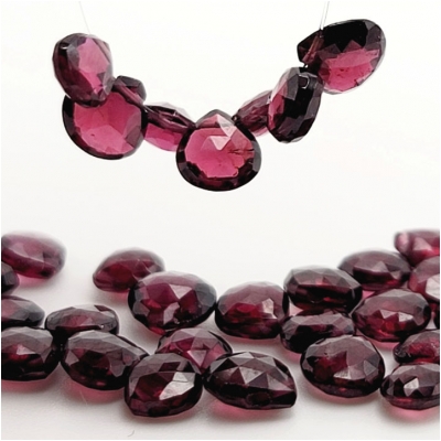 Garnet Faceted Heart Puff Teardrop Briolette A Gemstone Beads (N) 5 x 5.3mm to 6.3 x 6.3mm 4.25 inches