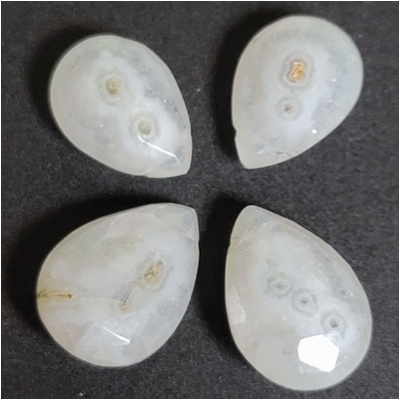 4 Solar Quartz Faceted Briolette Gemstone Beads (N) 9.7 x 13.3mm to 11.2 x 15.6mm