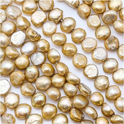 Pearls Freshwater Taupe Side Drilled Button Taupe Beads (D) 4.8 to 6mm 16 inches