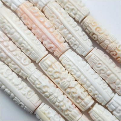 Pink Conch Shell Carved Oval Tapered Tube Beads (N) 33.7 to 35.5mm 8 inches