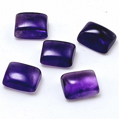 2 Amethyst Rectangle Loose Cut Gemstone Cabochons (N) 6 x 8mm