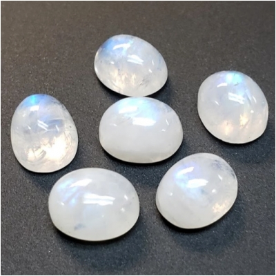 1 Rainbow Moonstone Oval Cabochon Loose Cut Gemstone (N) Approximate size 7.9 to 8.25mm x 9.92 to 10.16mm CLOSEOUT