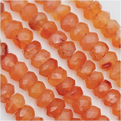 Carnelian Agate Hand Faceted Rondelle AA Gemstone Beads (DH) Approximate size 3 x 5mm 16 inches