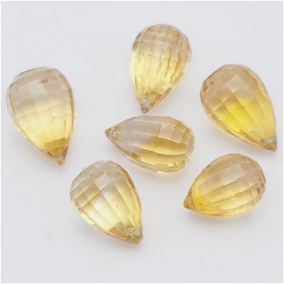Citrine Fancy Faceted Briolette Gemstone Beads (H)5.13 x 8.62mm to 7.7 x 11.93mm 6 pieces