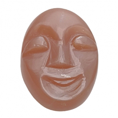 1 Moonstone Peach Carved Moon Face Oval Cabochon Gemstone (N) 14 x 18.92mm