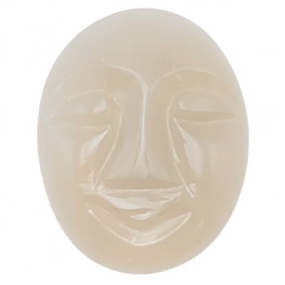1 Moonstone Light Peach Carved Moon Face Oval Cabochon Gemstone (N) 20.6 x 26.4mm