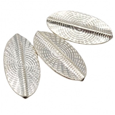 1 Karen Hill Tribe Silver Stamped Leaf Shape Bead 19.5 x 39.9mm