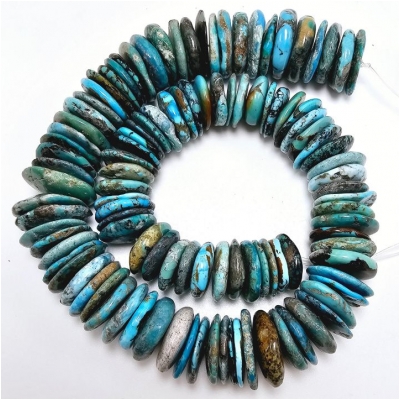 Hubei Turquoise Center Drilled Disc Gemstone Beads (S) 15 to 22.5mm 16.25 inches