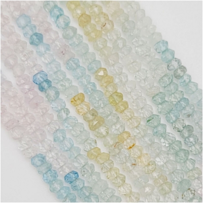 Beryl Faceted A Rondelle Multicolor Gemstone Beads (N) Approximate size 2 x 3mm 12.5inches