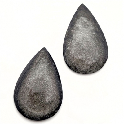 Silver Sheen Obsidian Teardrop Gemstone Cabochon (N) 29 x 46mm CLOSEOUT