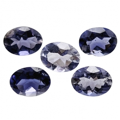 2 Iolite Faceted Oval Loose Cut Gemstones (N) 5 x 7mm