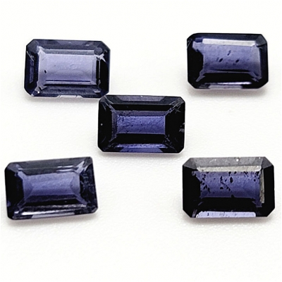 2 Iolite Faceted Octagon Loose Cut Gemstones (N) 4 x 6mm