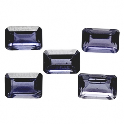 2 Iolite Faceted Octagon Loose Cut Thick Gemstones (N) 4 x 6mm