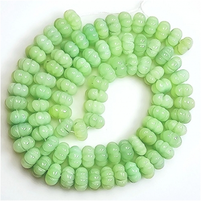Chrysoprase Graduated Carved Melon Grade AA Gemstone Beads (N) 8 to 8.9mm 16 inches
