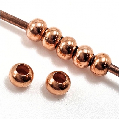 100 Copper Rondelle Uncoated Metal Beads (M) 3.8mm