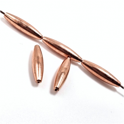 25 Copper Oval Uncoated Metal Beads (M) 4.75 x 19.2mm