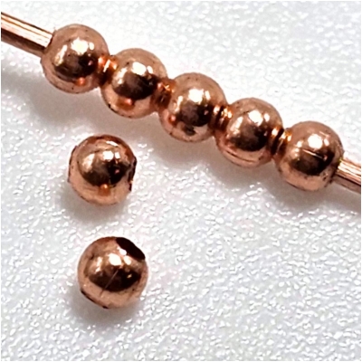 100 Copper Round Uncoated Metal Beads (M) 2.1mm