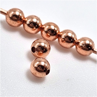 100 Copper Round Uncoated Metal Beads (M) 3mm
