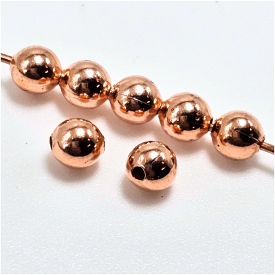 100 Copper Round Uncoated Metal Beads (M) 4.8mm