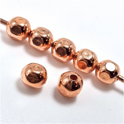 50 Copper Faceted Round Uncoated Metal Beads (M) 6.3mm