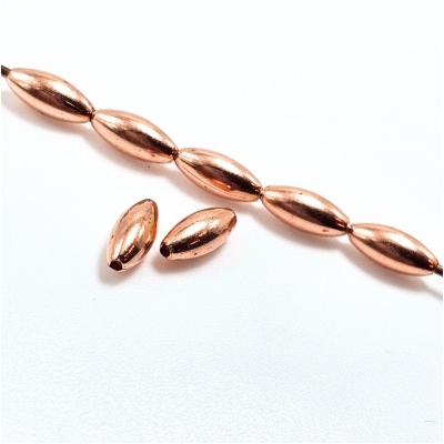 50 Copper Oval Uncoated Metal Beads (M) 3.1 x 7mm