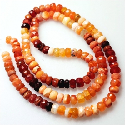 Fire Opal Hand Faceted Rondelle Grade AA Gemstone Beads (N) 4.5mm 15.5 inches