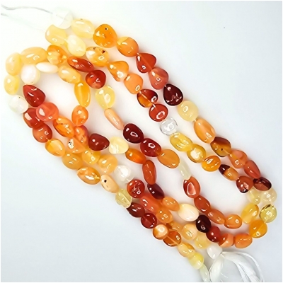 Fire Opal Nuggets Grade AA Gemstone Beads (N) 6.4 x 6.5mm to 6.9 x 9.4mm 13.5 inches