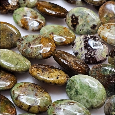 Green Opal Flat Oval Gemstone Beads (N) 18 x 25mm 15 to 16 inches
