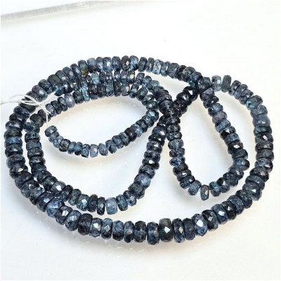 Kyanite Hand Cut Faceted Graduated Rondelle Grade AAA Gemstone Beads (N) 3.25 to 6.2mm 17.75 inches