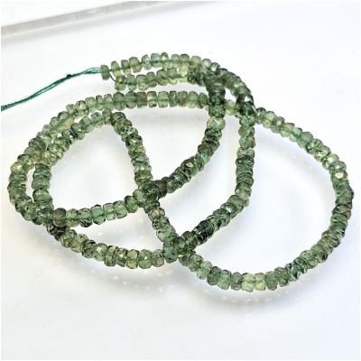 Mint Green Kyanite Hand Cut Faceted Rondelle Grade AAA Gemstone Beads (N) 3.4 to 3.8mm 16 inches