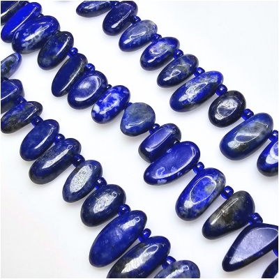 Lapis Lazuli Top Drilled Flat Nugget Gemstone Beads (N) 10.9 to 19.4mm 15.5 inches