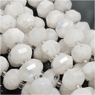 Rainbow Moonstone Lantern Faceted Rondelle Gemstone Beads (N) 7.25 x 10mm 15.5 inches