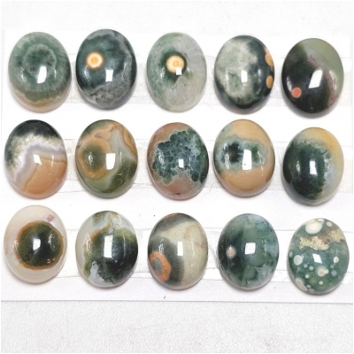 1 Ocean Jasper AA Oval Gemstone Cabochons(N) 8x 10mm Color Light Green