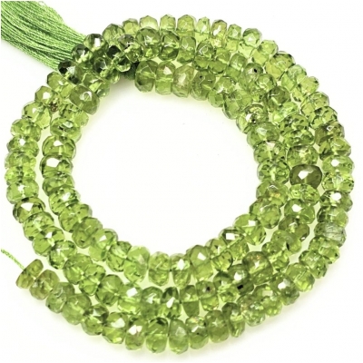 Peridot Hand Faceted Rondelle Gemstone Beads (N) 5.5 to 6.4mm 15.25 inches