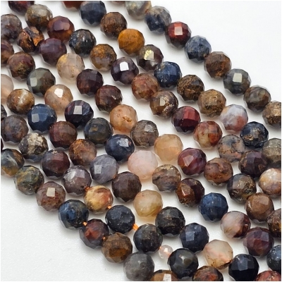 Pietersite Faceted Round Grade A Gemstone Beads (N) 4.25mm 15.25 inches