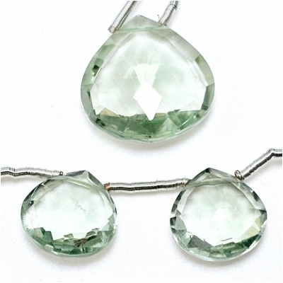 Prasiolite 'Greened Amethyst' Briolette AA Grade Included Gemstone Beads (H) 14 x 14mm to 20 x 20mm 3 Pieces