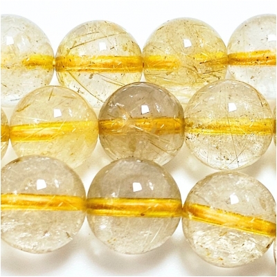 Rutiled Quartz Round Gemstone Beads (N) 10mm 15.75 inches