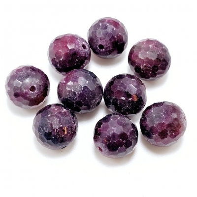 Ruby Faceted Round Gemstone Bead (N) 10mm 1 piece.