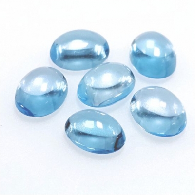 1 Sky Blue Topaz Oval Low Dome Loose Cut Gemstone Cabochon (IH) 6 x 8mm