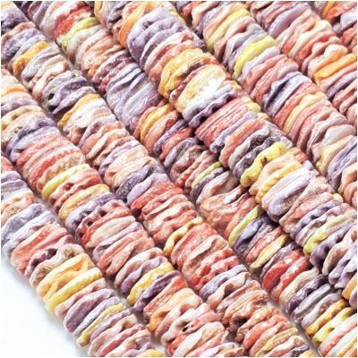 Pectin Shell Heishi Multicolor Shell Beads (N) 8mm 16 inches
