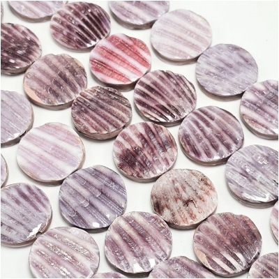 Purple Pectin Coin Shell Beads (N,M) 16mm 15.25 inches