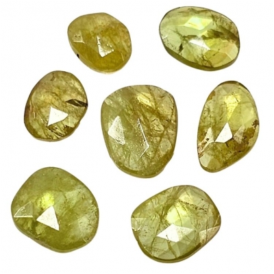 7 Sphene Rose Cut Grade AA Gemstone Cabochons (N) 5.42 x 6.64mm to 7.32 x 9.15mm
