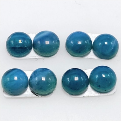 2 Swedish Blue Slag Glass Round Pair Cabochons Translucent (M) 7.15 to 7.4mm