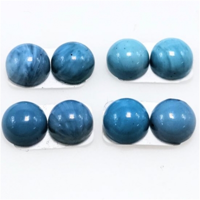 2 Swedish Blue Slag Glass Round Pair Cabochons Opaque (M) 16.1 x 42.55mm