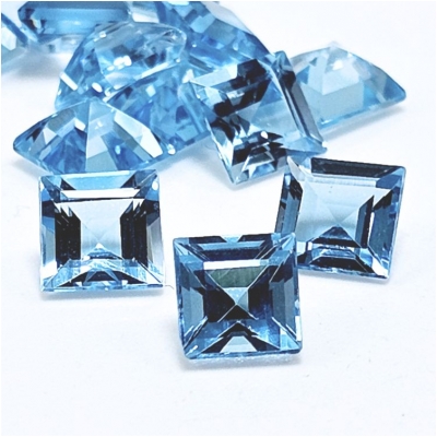 1 Swiss Blue Topaz Included A Grade Square Loose Cut Gemstones (IH) 6mm