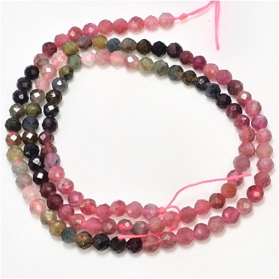 Tourmaline Faceted Round Grade A Gemstone Beads (N) 3.5mm 15.5 inches